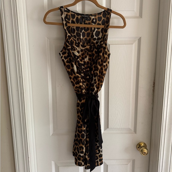 Express Leopard Dress, Ruffles, Sleeveless, M - Picture 1 of 3